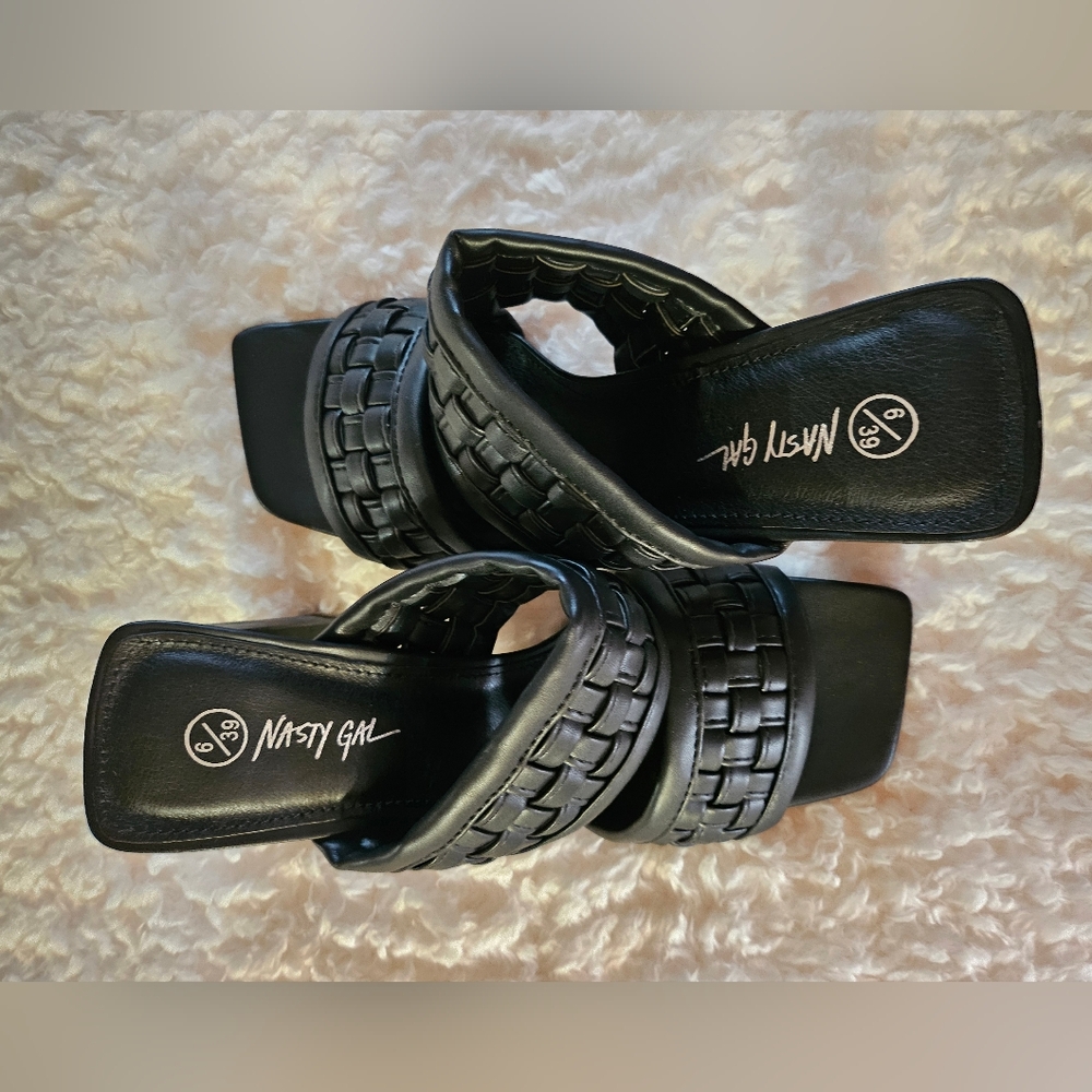 Nasty Gal Black Woven Heels